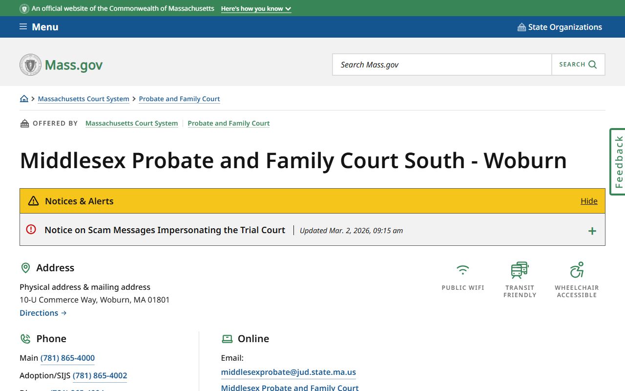 Cambridge civil court records Middlesex Probate and Family Court at 208 Cambridge Street