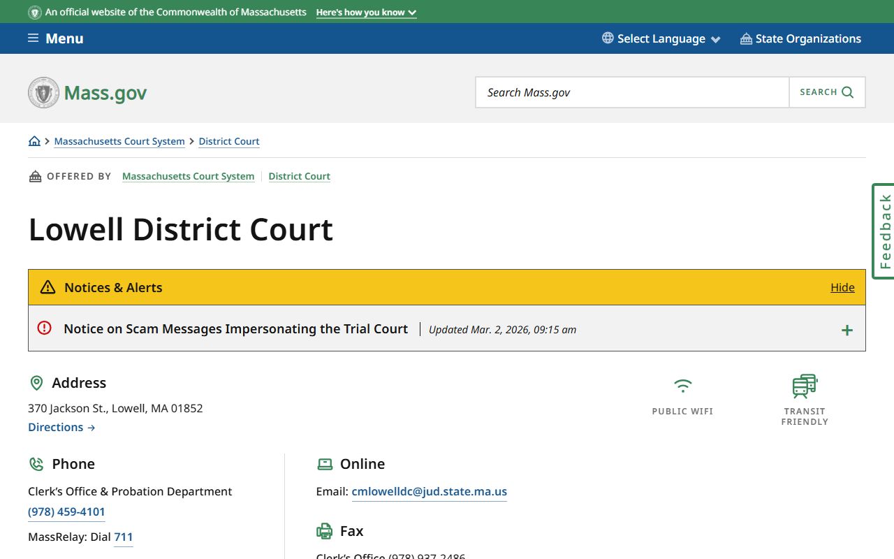 Lowell civil court records Lowell District Court entrance