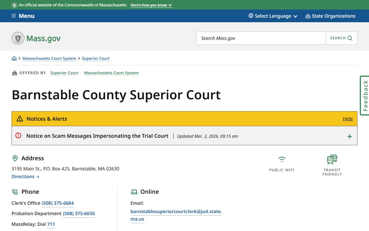 Barnstable County Superior Court civil court records