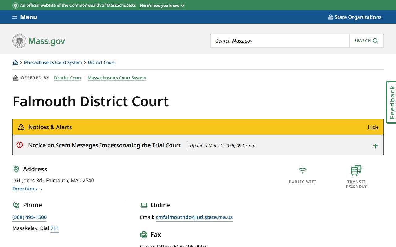 Falmouth District Court civil court records