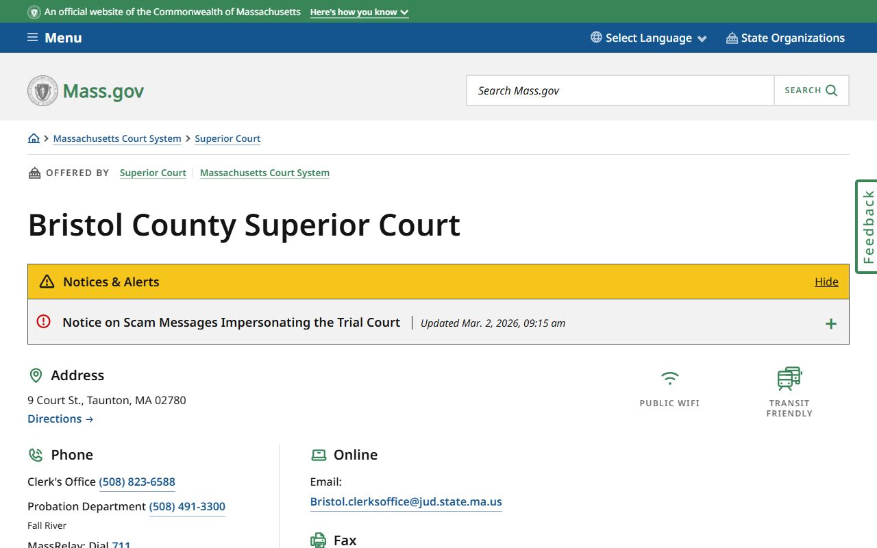 Bristol County Superior Court civil court records