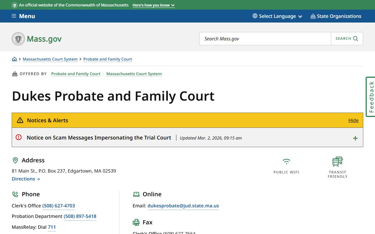 Dukes County Probate and Family Court civil court records