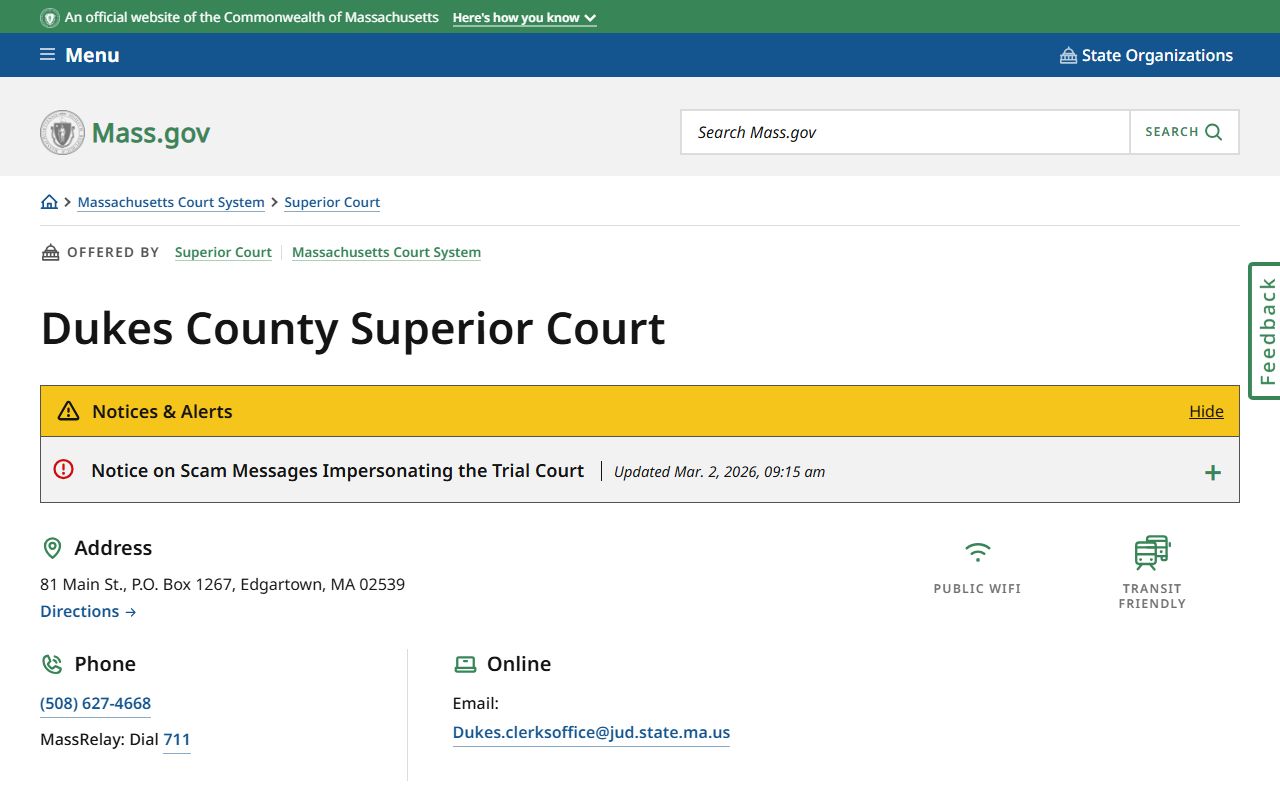 Dukes County Superior Court civil court records Edgartown