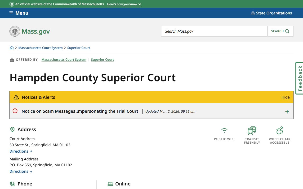 Hampden County Superior Court civil court records