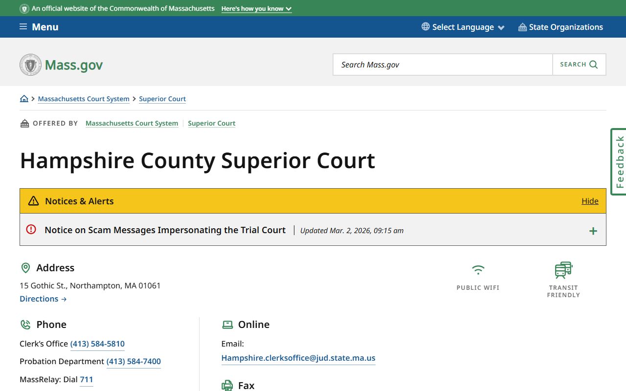 Hampshire County Superior Court civil court records