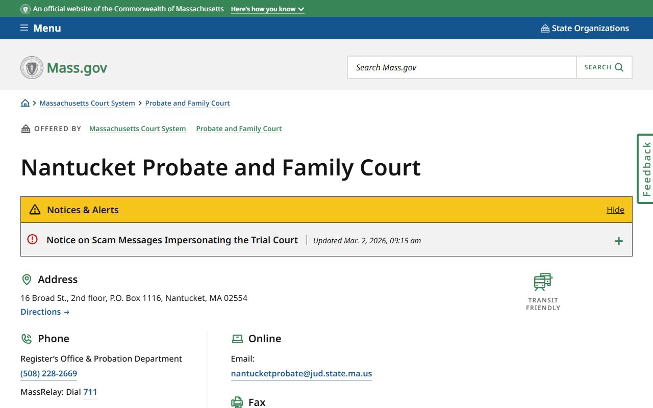 Nantucket County Probate and Family Court civil court records